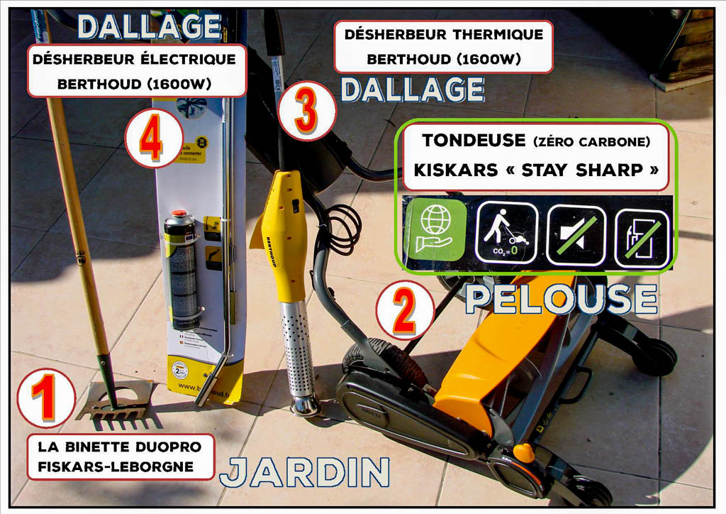 Solutions anti-adventices - Gaz -Électrique - Huile de coude - La Jarre Écocitoyenne - DZprod Jardin