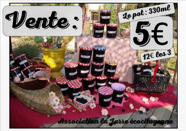 Vente de confiture 5 euros le pot (12€ les 3) - association la jarre écocitoyenne