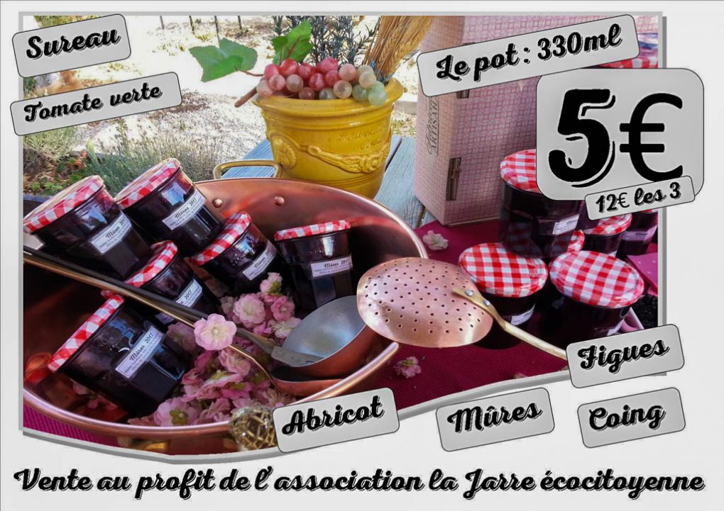 Vente de confiture Figue mûre sureau coing abricot tomate verte - association la jarre écocitoyenne