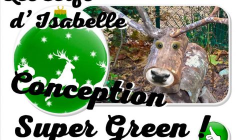 cerf bûche tronc recyclé en decoration noel super green - association la JARRE