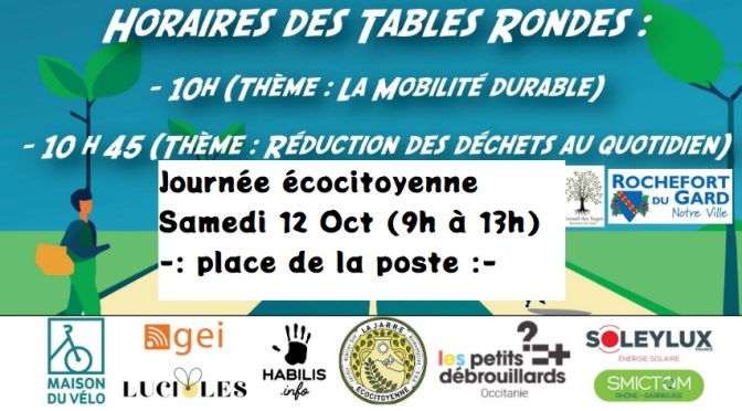 JOURNEE ECOCITOYENNE DU SAMEDI 12 OCTOBRE DE 9 H A 13 H (place de la poste)