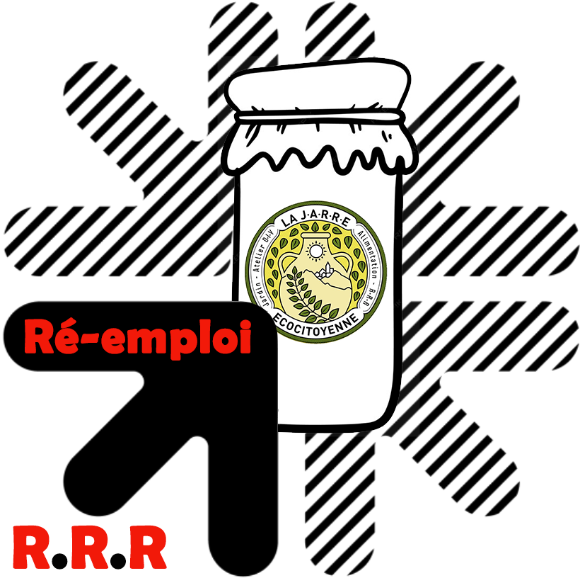Logo de l'association La JARRE Écocitoyenne concernant l'invitation au ré-emploi des pots de confiture !!!