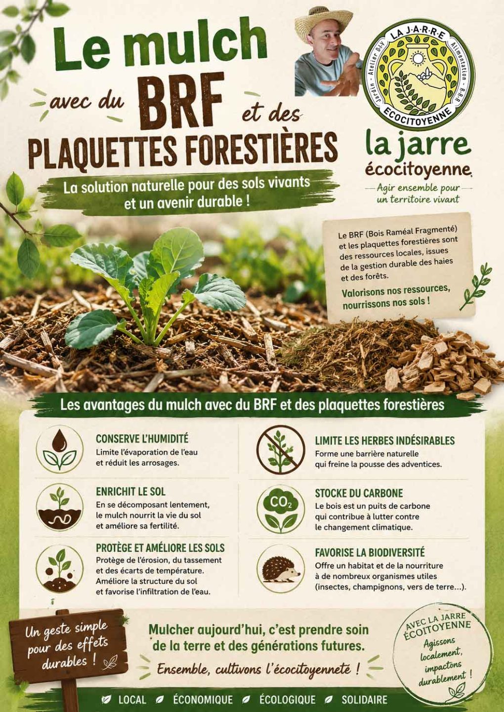 Affiche-BRF-Plaquettes Forestieres : Entreprise Donnadieu et L'association La Jarre écocitoyenne à Rochefort-du-Gard