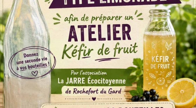 On récupère des bouteille type limonade - association La JARRE Écocitoyenne de Rochefort du Gard