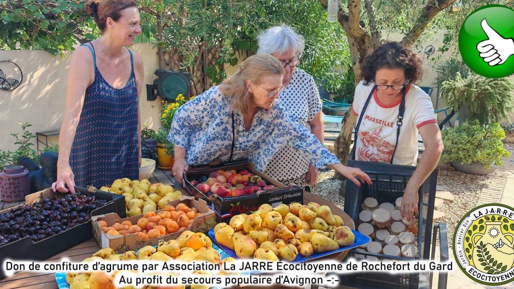 Don de confiture au Secours Populaire d'Avignon - asso La JARRE